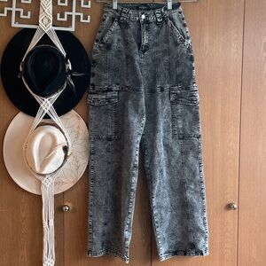 American Bazi Acid Wash Black & White High-Rise Jeans